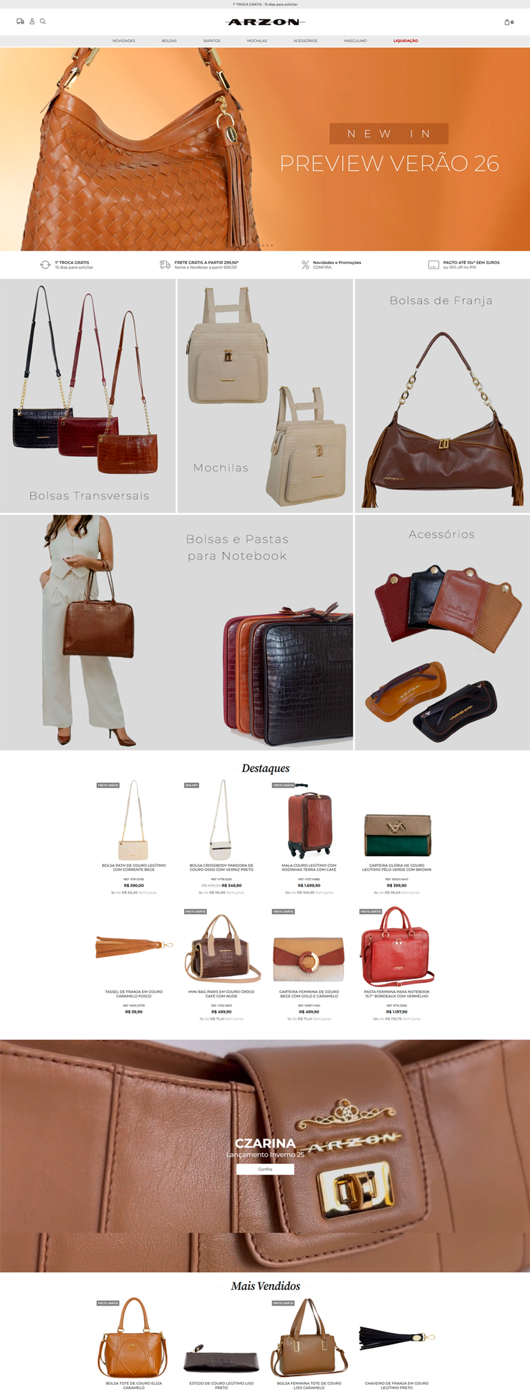 ecommerce ARZON desenvolvido pela W3 Corp