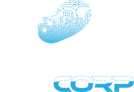 Logo da empresa W3 Corp - Uma nuvem estilizada com pixels